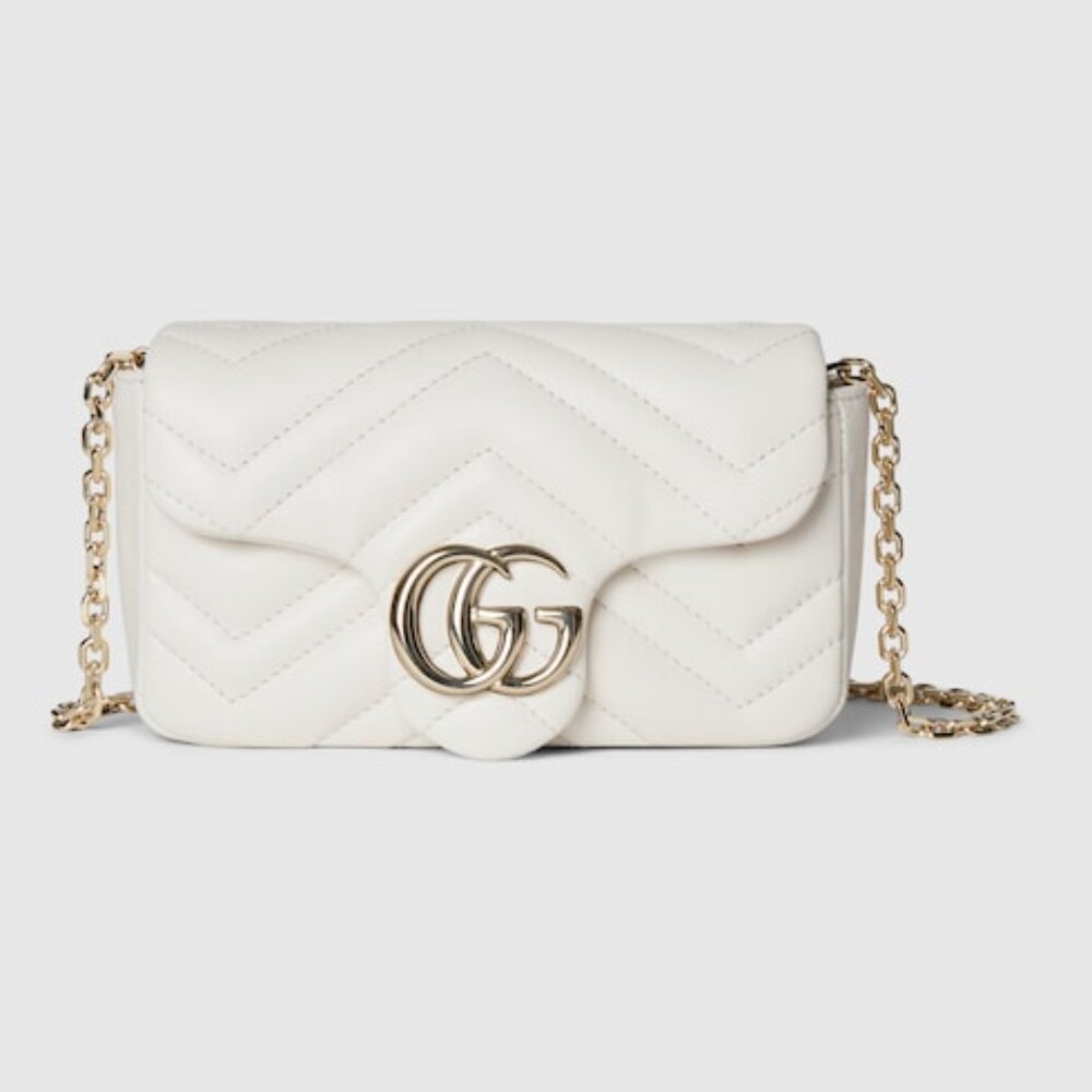White Gucci Super Mini Marmont Shoulder Bag